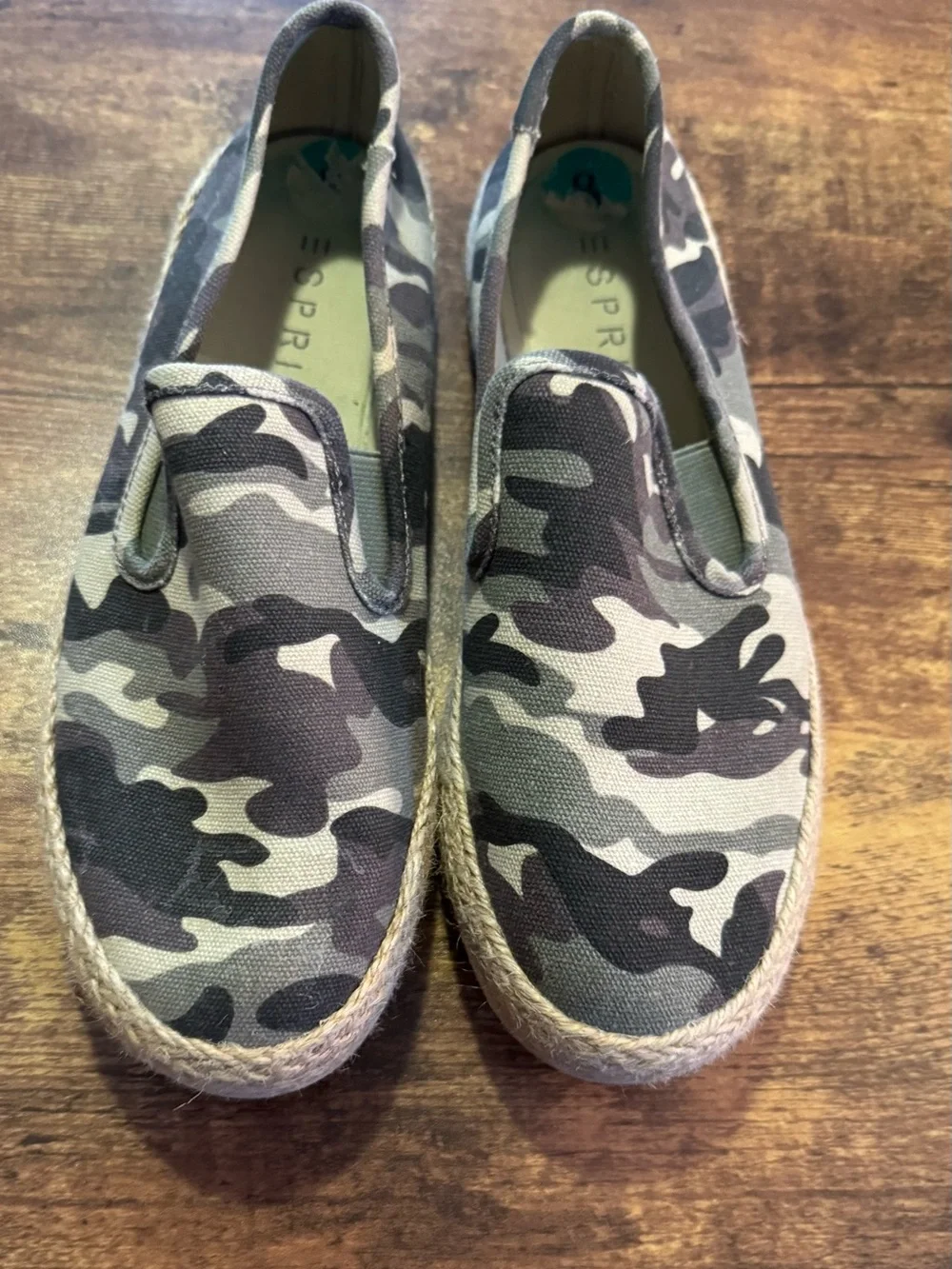 Esprit Women's Camouflage Slip-On Espadrilles - Olive and Tan